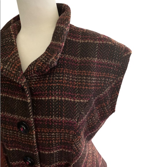 CAbi Style #691 "Cinch It Up" Women Sz M Brown Plaid Wool Blend Belted Vest - Picture 6 of 9
